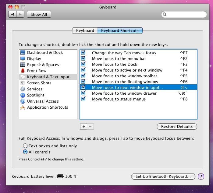 what is the hotkey for switching between word documents on a mac